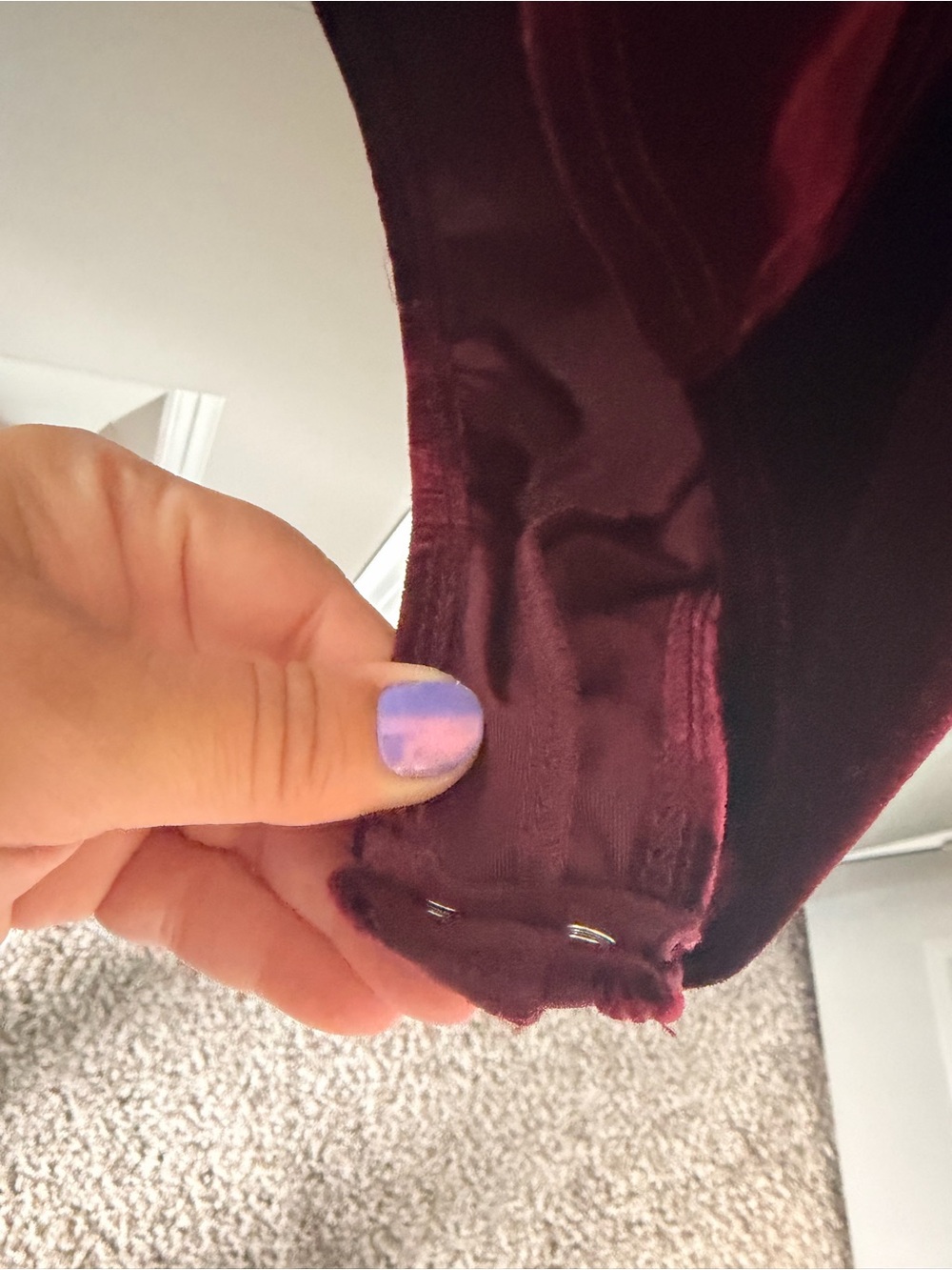 Velvet Burgundy Spaghetti Strap Cami Bodysuit - Picture 4 of 5